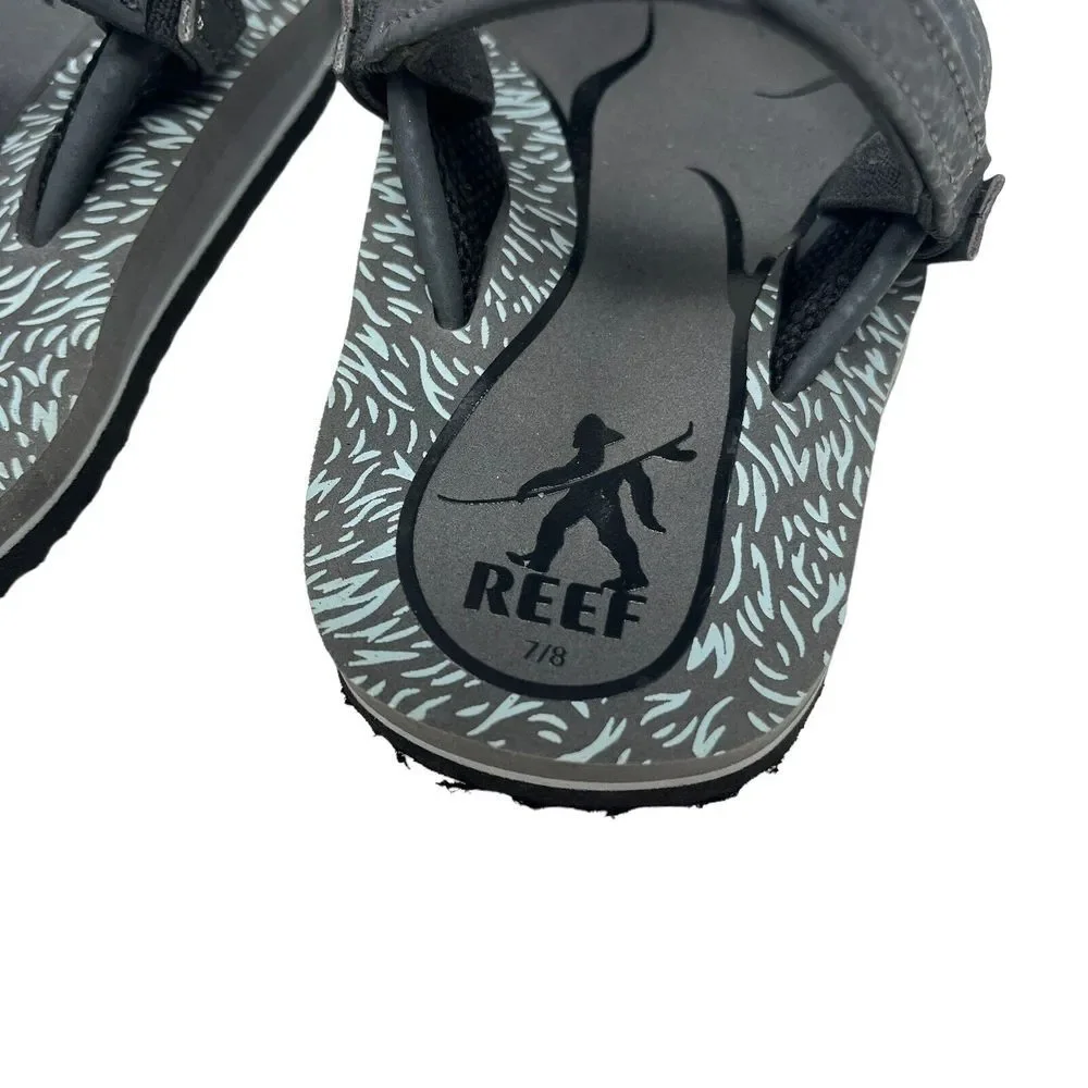 Reef Little‎ Reef Creatures Kids Grey Flip-Flop Sandals Kids Size 7/8 Big Foot